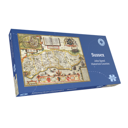 Historische Karte von Sussex, 1000-teiliges Puzzle (1610)