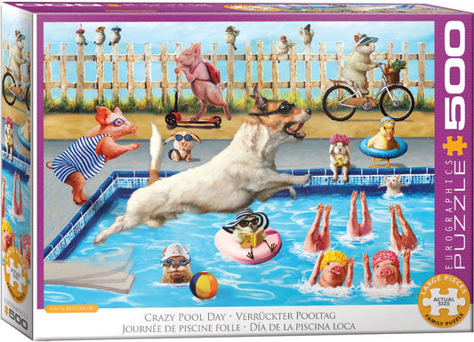 Crazy Pool Day by Lucia Heffernan 500 Piece Lenticular Jigsaw Puzzle