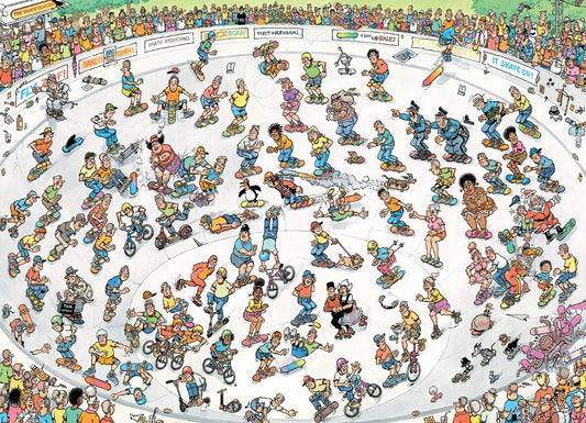 Puzzle 1000 pièces Jan Van Haasteren chevauchant le Skate Bowl