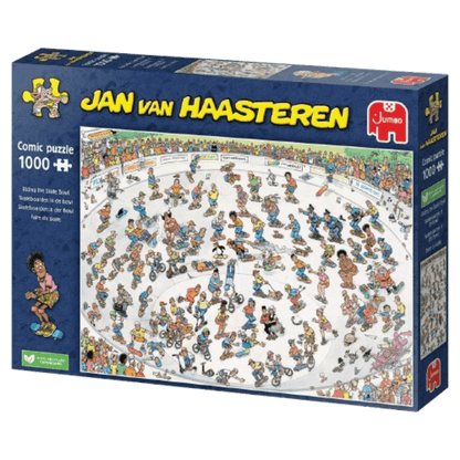 Puzzle 1000 pièces Jan Van Haasteren chevauchant le Skate Bowl