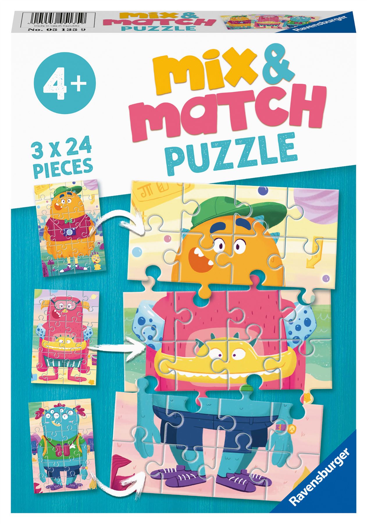 Monsters Mix and Match 3 x 34 Piece Jigsaw Puzzle