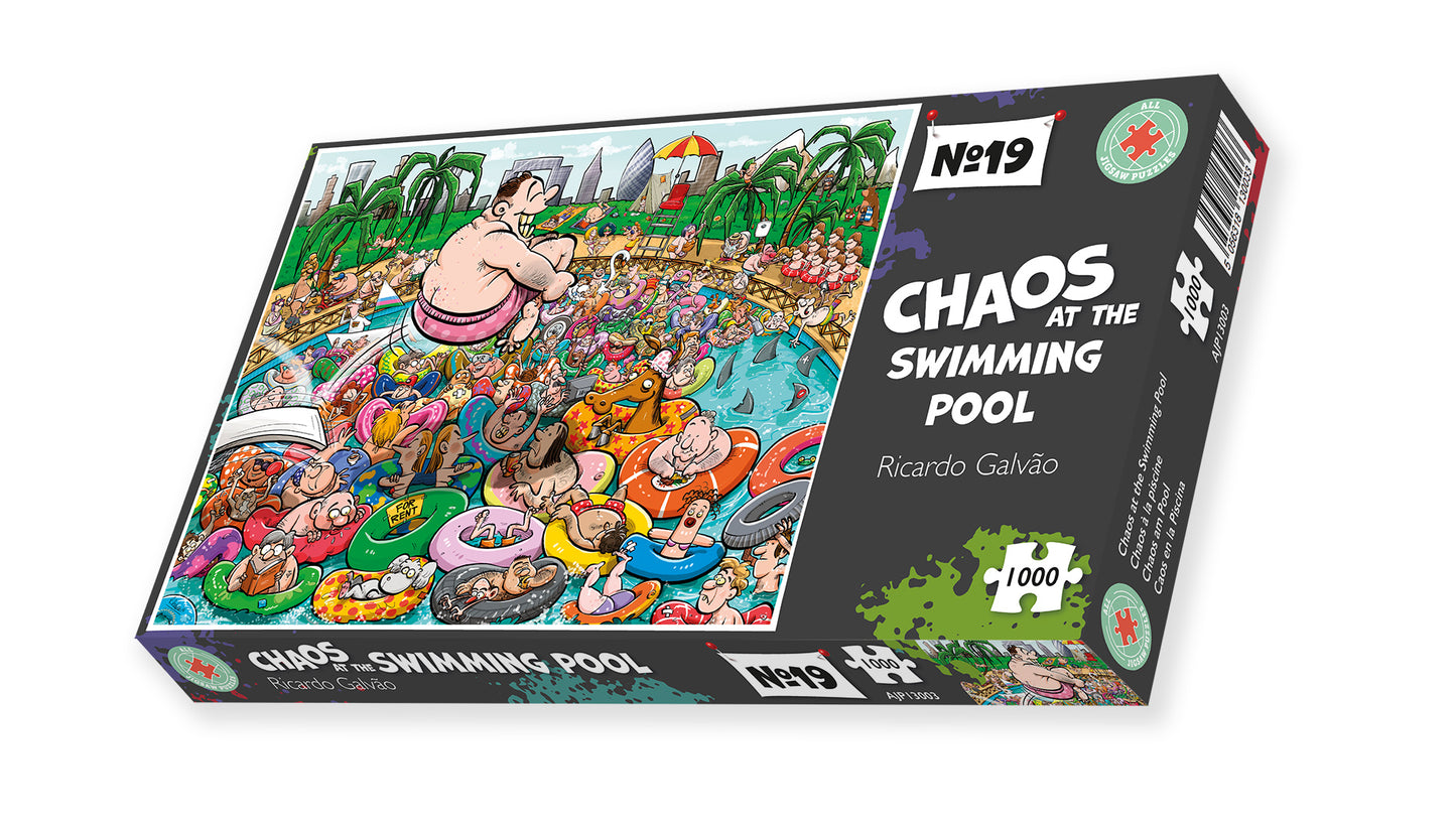 Chaos at the Swimming Pool - No.19 1000 Piece Jigsaw Puzzle