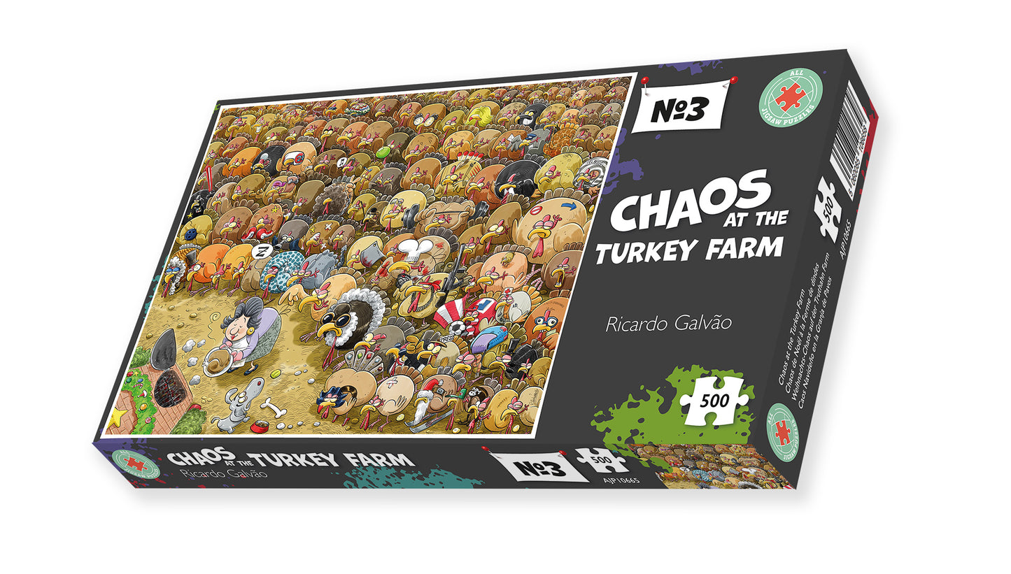 Christmas Chaos at Turkey Farm - No.3 500 Piece Jigsaw Puzzle