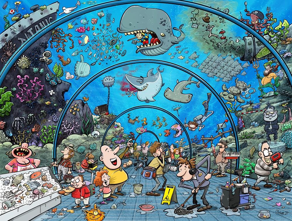 Chaos at the Aquarium 500 or 1000 Piece Jigsaw Puzzle - Chaos no. 21
