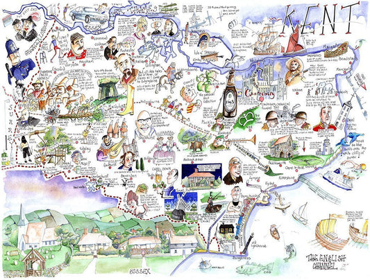 Jigsaw Puzzle - Comical Map Of Kent - Tim Bulmer 1000 Piece Jigsaw Puzzle