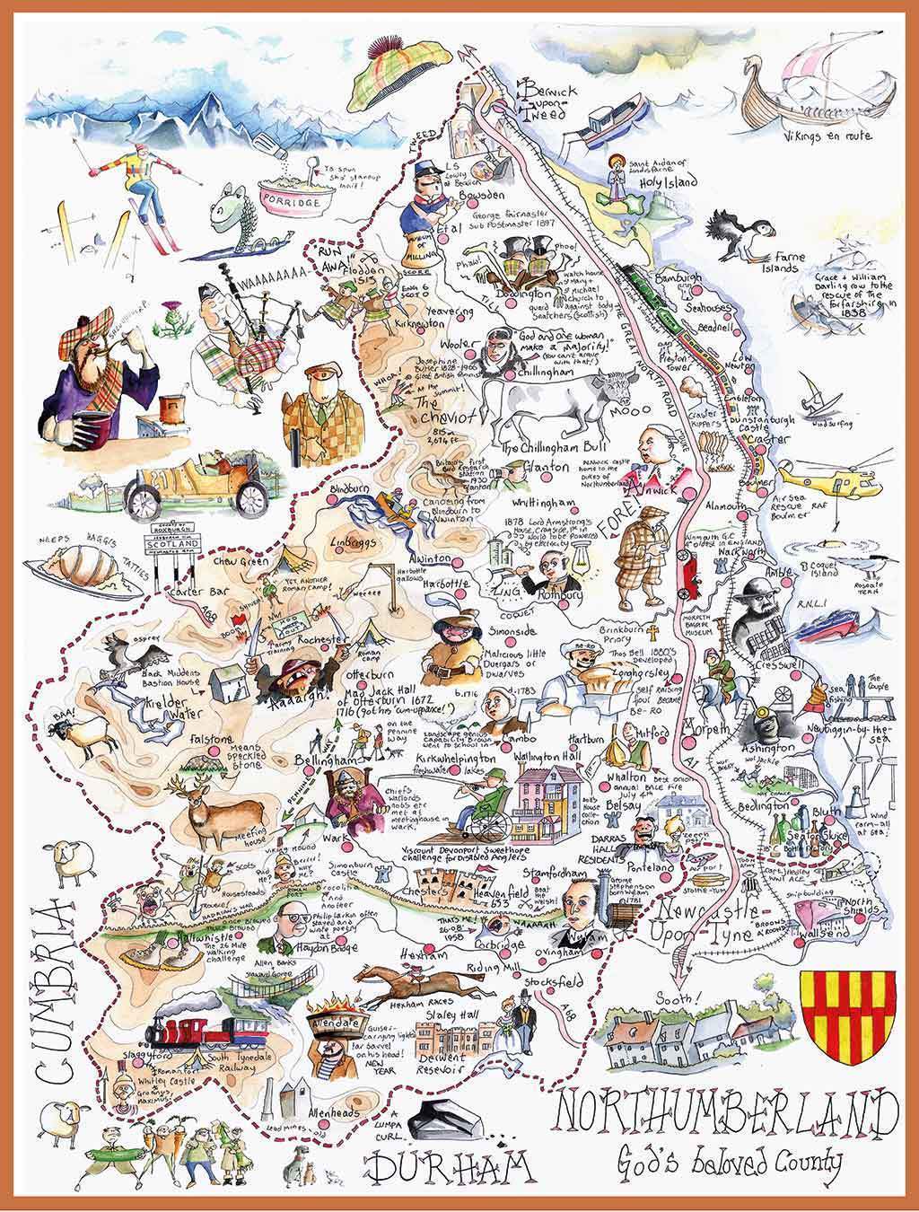 Jigsaw Puzzle - Comical Map Of Northumberland - Tim Bulmer 1000 Piece Jigsaw Puzzle