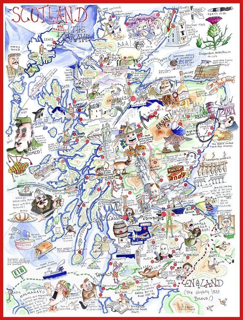 Jigsaw Puzzle - Comical Map Of Scotland - Tim Bulmer 1000 Piece Jigsaw Puzzle