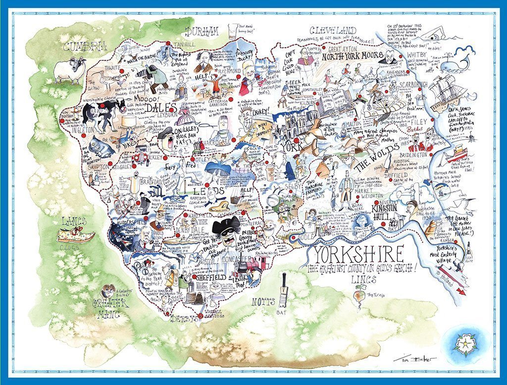 Jigsaw Puzzle - Comical Map Of Yorkshire - Tim Bulmer 1000 Piece Jigsaw Puzzle