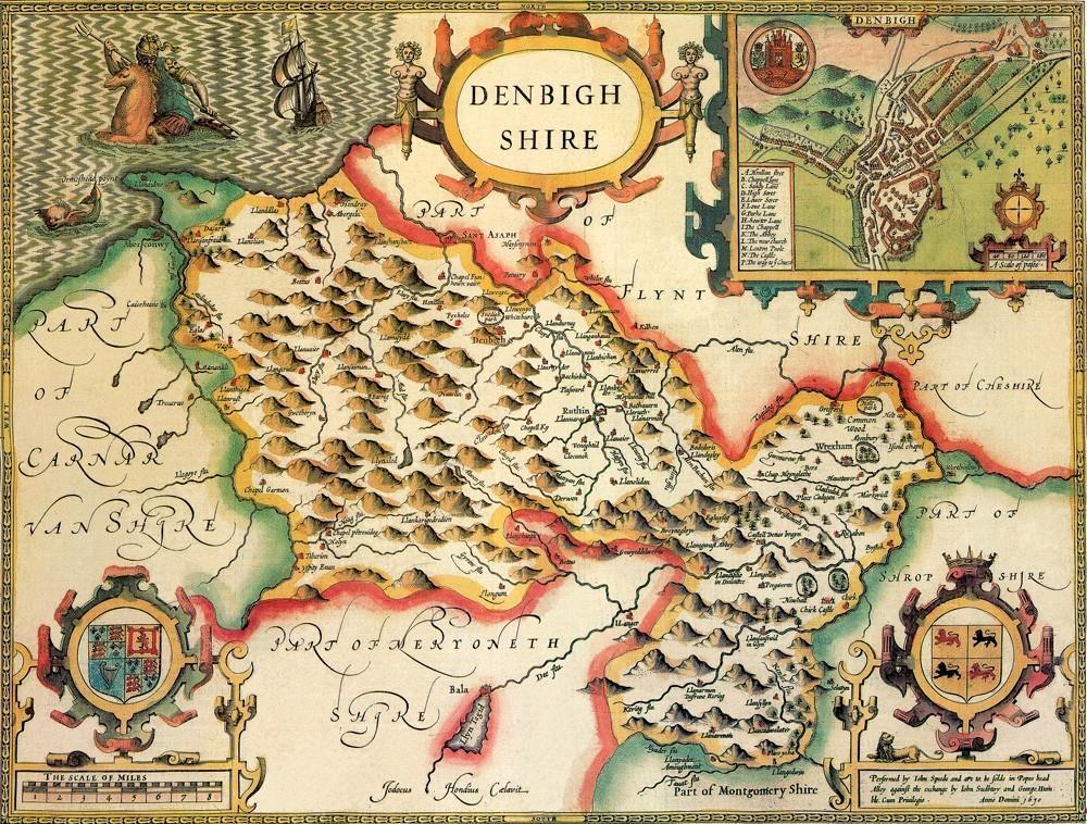 Denbighshire Historical Map 1000 Piece Jigsaw Puzzle (1610) - All Jigsaw Puzzles UK - 1