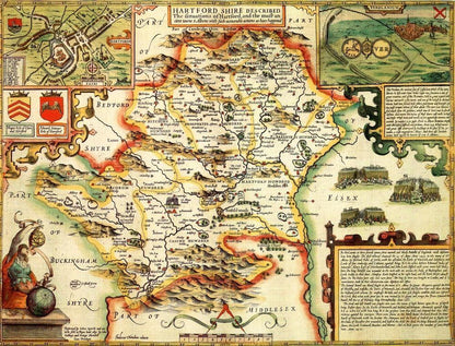 Hertfordshire Historical Map 1000 Piece Jigsaw Puzzle (1610) - All Jigsaw Puzzles UK
 - 1