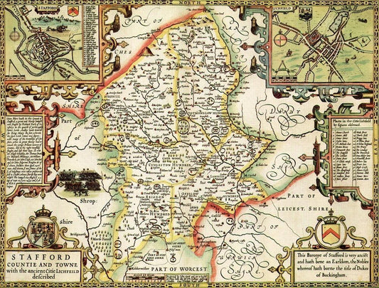 Staffordshire Historical Map 1000 Piece Jigsaw Puzzle (1610) - All Jigsaw Puzzles UK
 - 1
