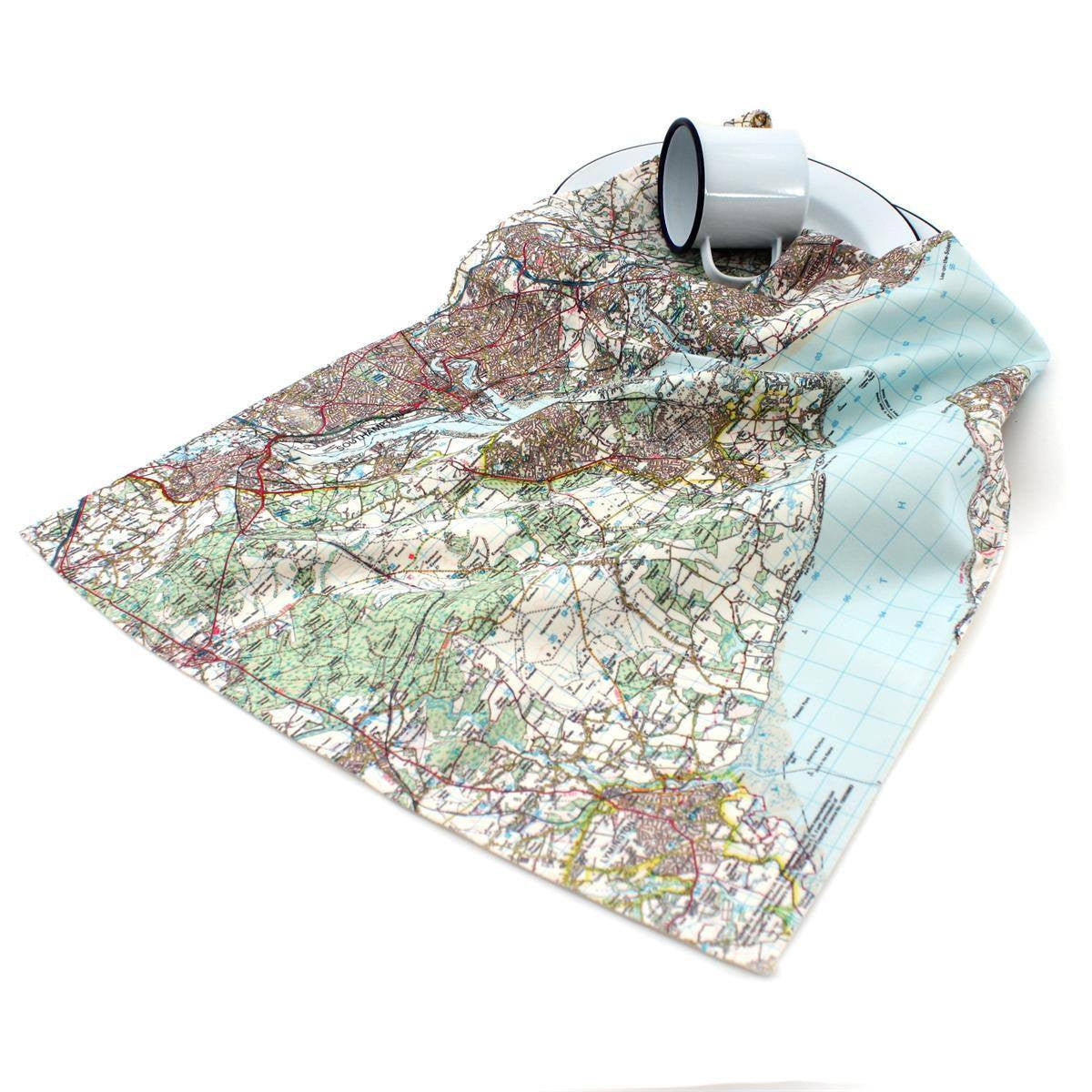 Map Gift - Personalised Cotton Map Tea Towel
