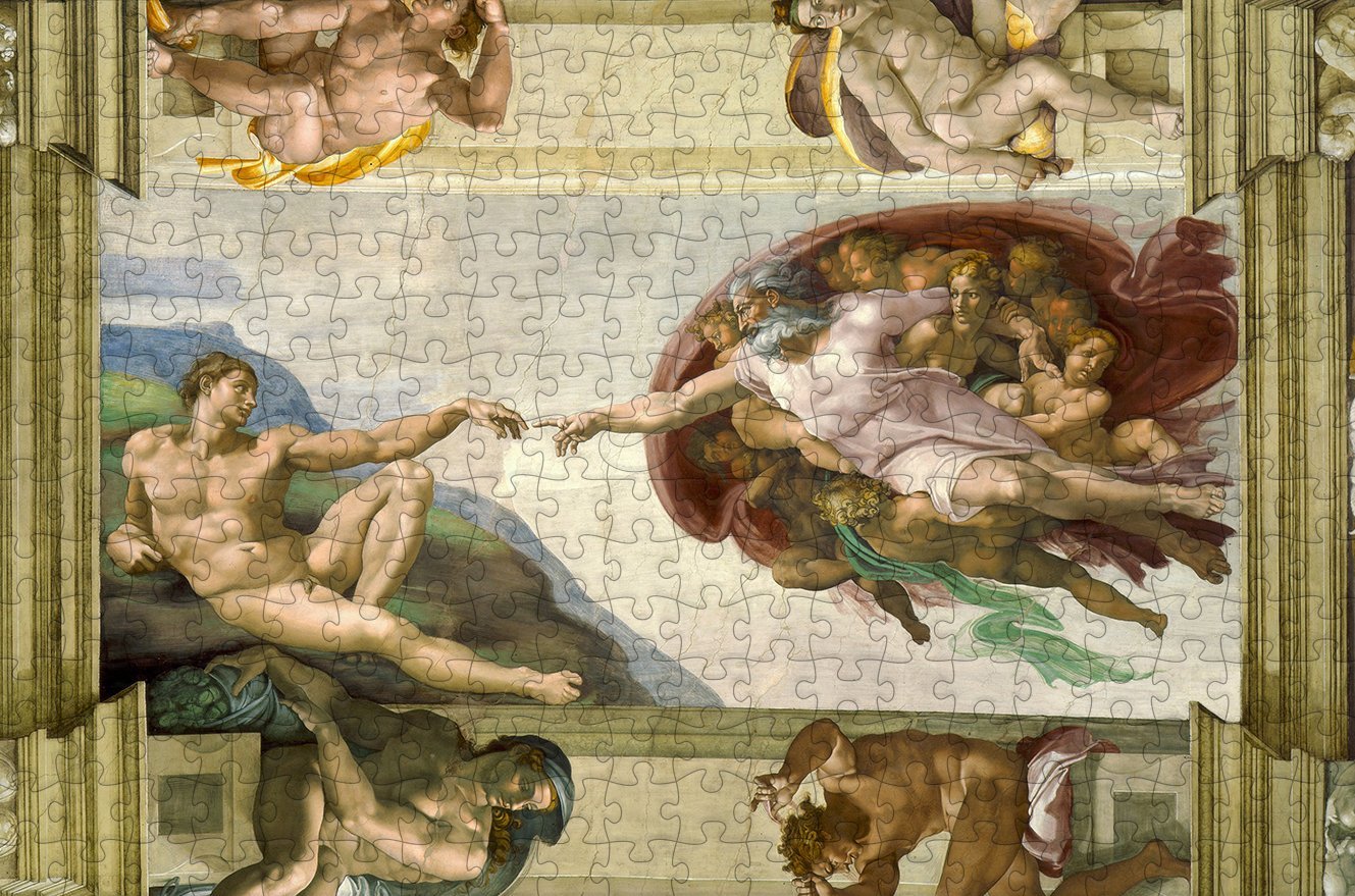 Creation of Adam by Michelangelo 300 Piece Wooden Jigsaw Puzzle