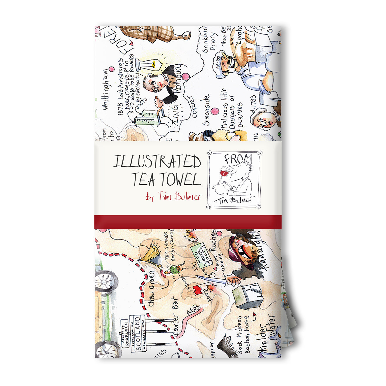 Tim Bulmer Illustrated Northumberland Tea Towel