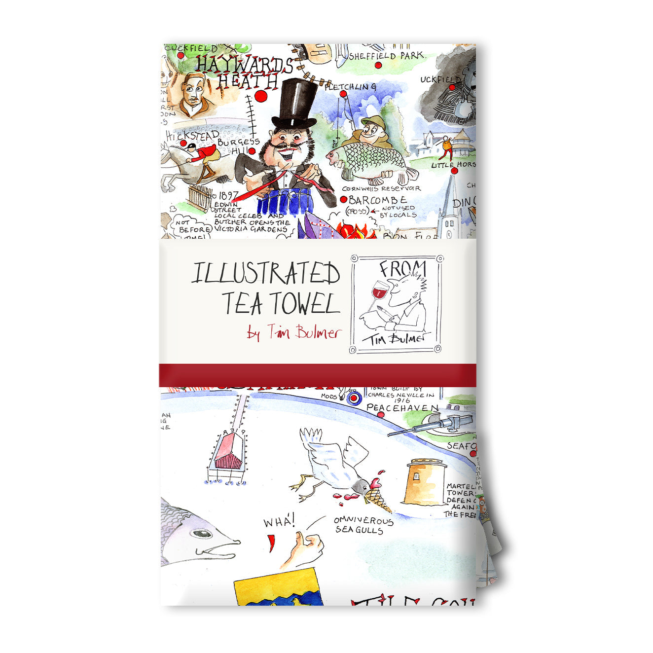 Tim Bulmer Illustrated Sussex Tea Towel