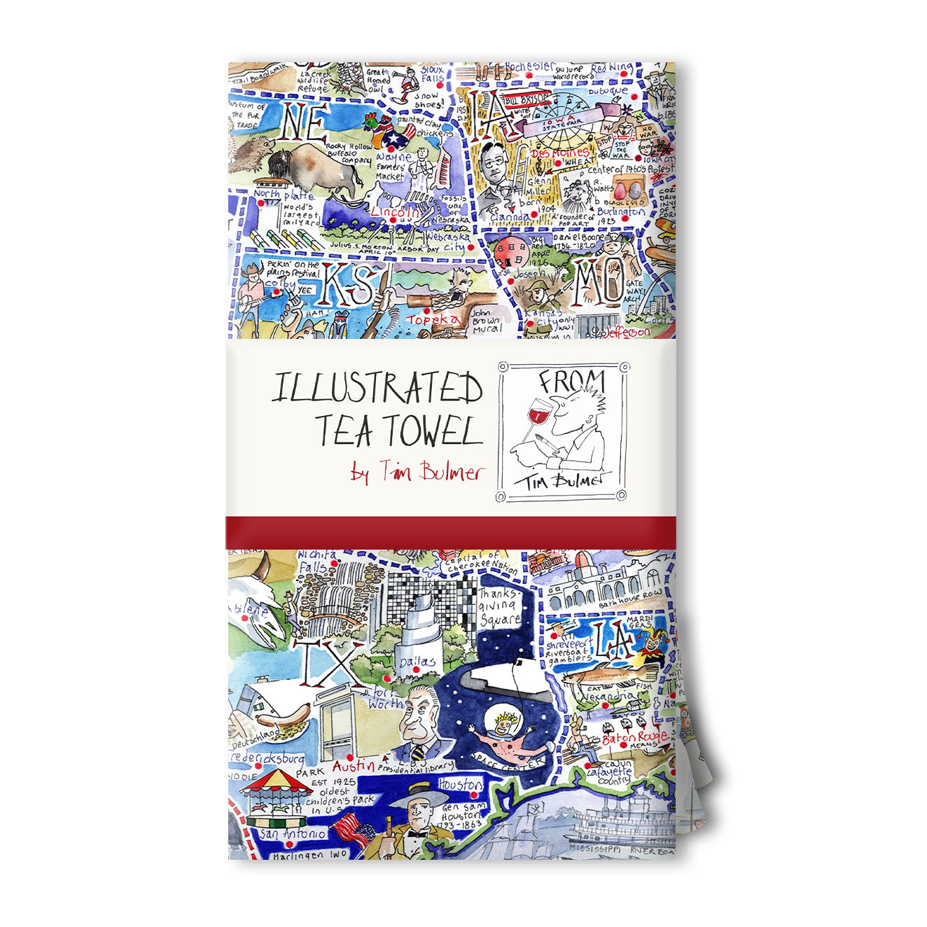 Tim Bulmer Illustrated USA Tea Towel